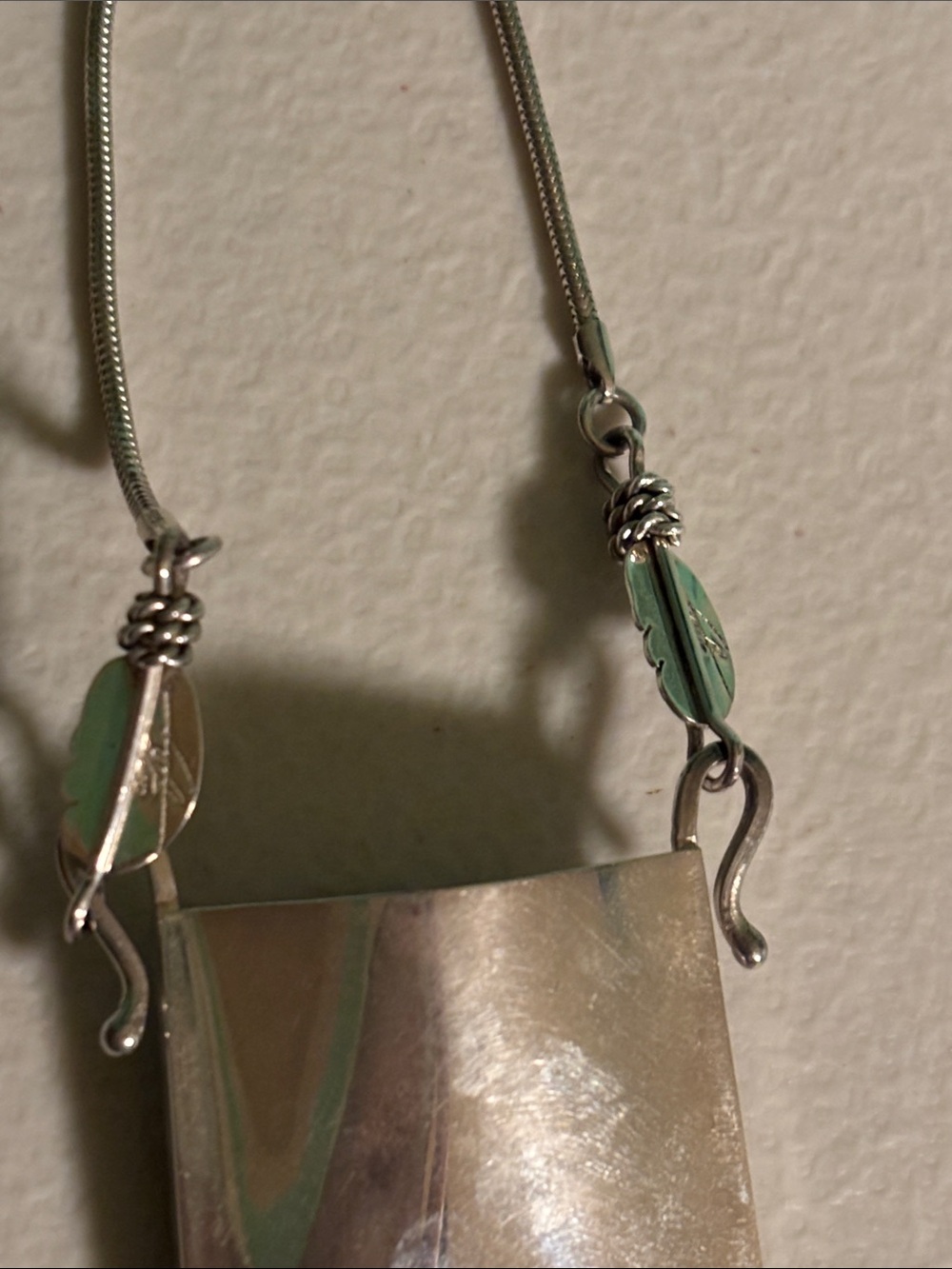 Native American Sterling Silver Tribal Pendant Necklace with Aqua Accent - Picture 7 of 9